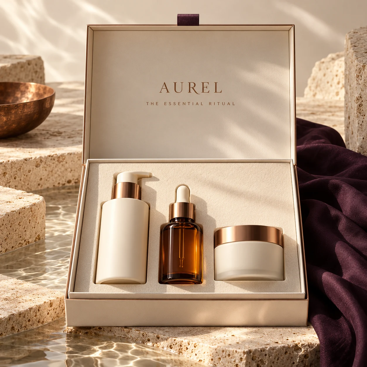 Aurel skincare collection editorial still life